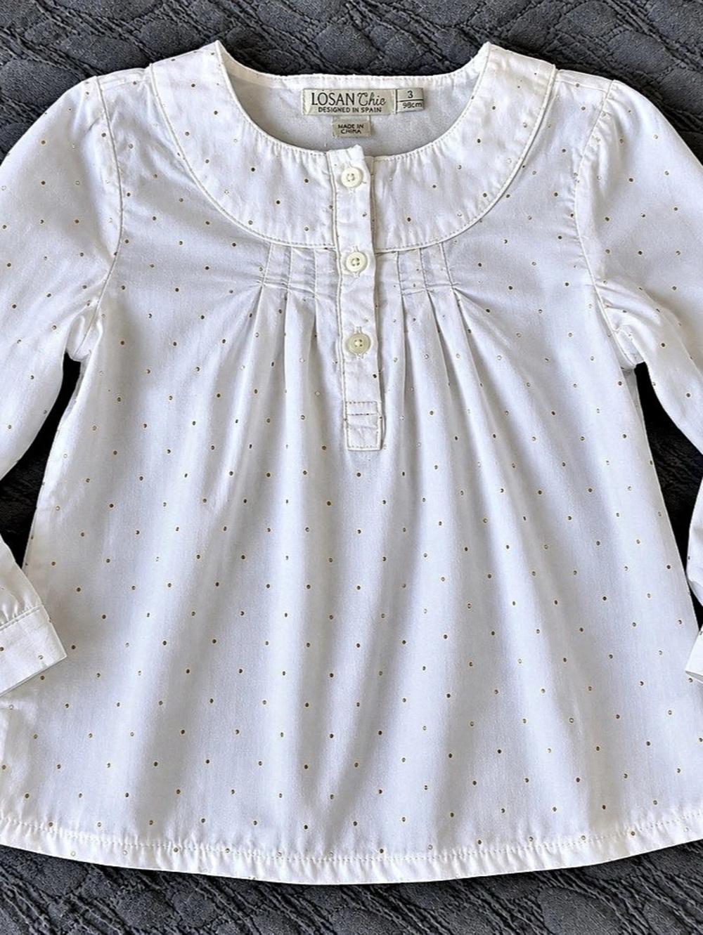 Losan Girls' Long Sleeve Polka Dot Blouse Size 3 Like New